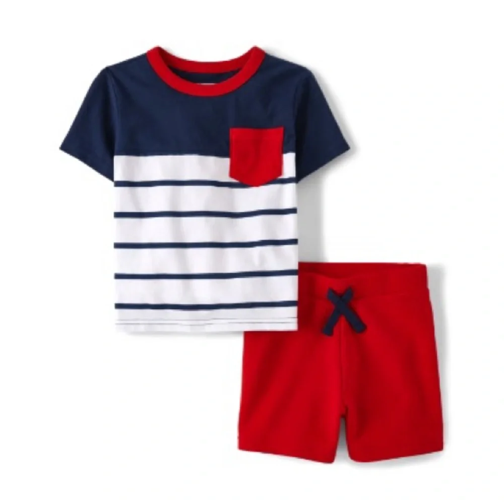 Children’s Place Red White & Navy Blue Colorblock 2-Piece Set Toddler 2T